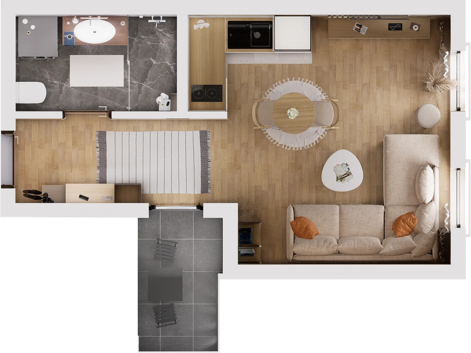 Comfort stan - presek iz ptičije perspektive