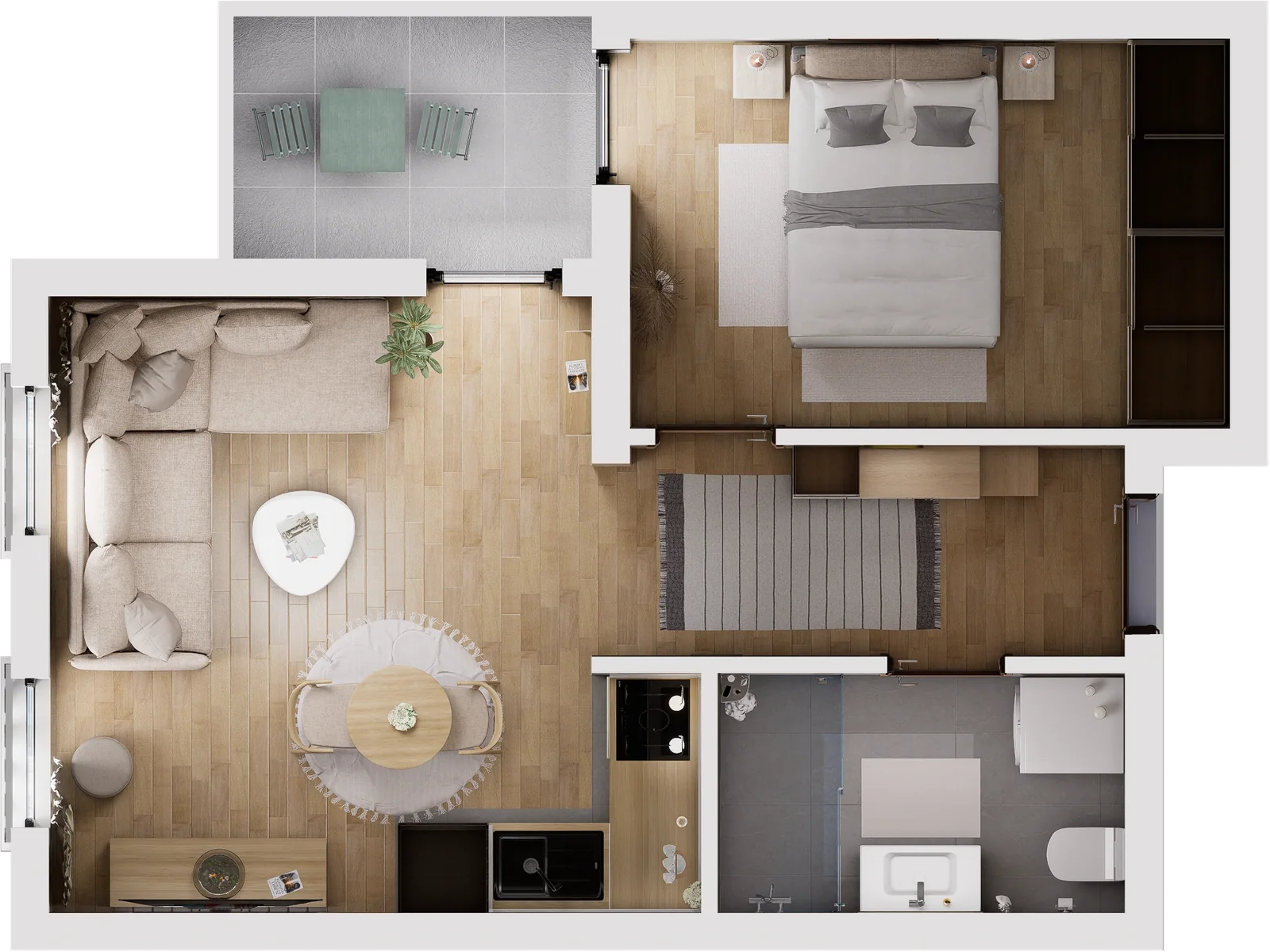 Deluxe stan - presek iz ptičije perspektive